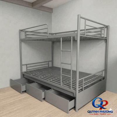 Giường sắt 2 tầng có hộc