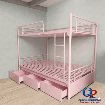 Giường sắt 2 tầng có hộc
