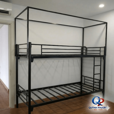 Giường tầng sắt Homestay có khung rèm